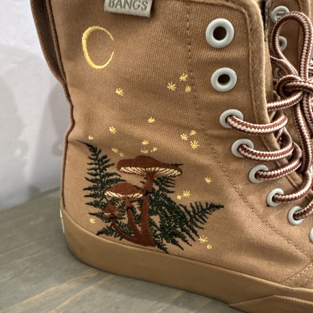 Women's Tan High-Top Canvas Sneaker Boots - Picture 2 of 16